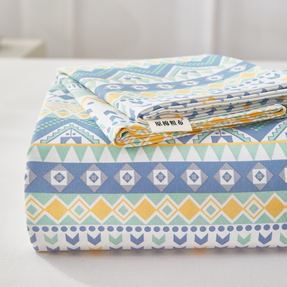 91家纺网 家纺一手货源 找家纺 希廷顿 2025新款床单款原棉老粗布凉席席子 敦煌碎影