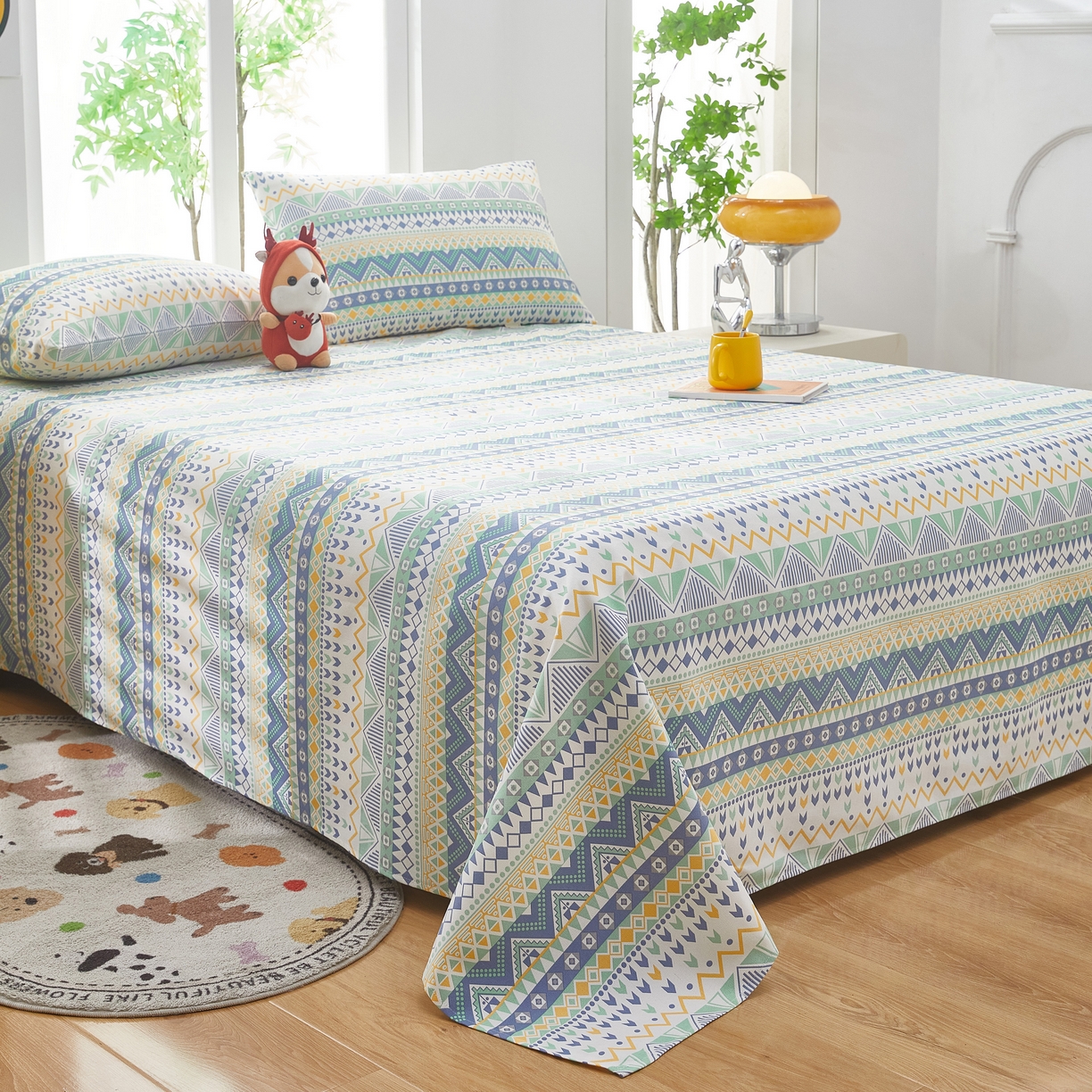 91家纺网 家纺一手货源 找家纺 希廷顿 2025新款床单款原棉老粗布凉席席子 敦煌碎影