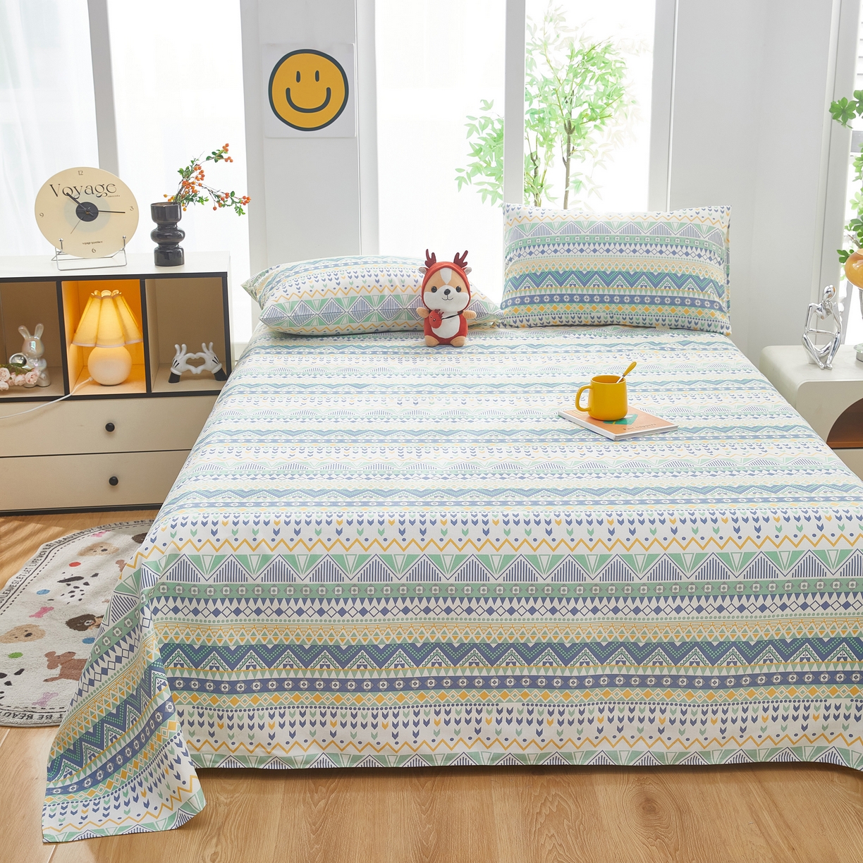 91家纺网 家纺一手货源 找家纺 希廷顿 2025新款床单款原棉老粗布凉席席子 敦煌碎影