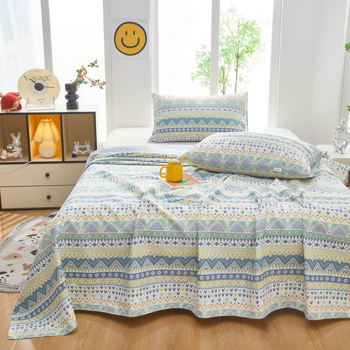 91家纺网 家纺一手货源 找家纺 希廷顿 2025新款床单款原棉老粗布凉席席子 敦煌碎影