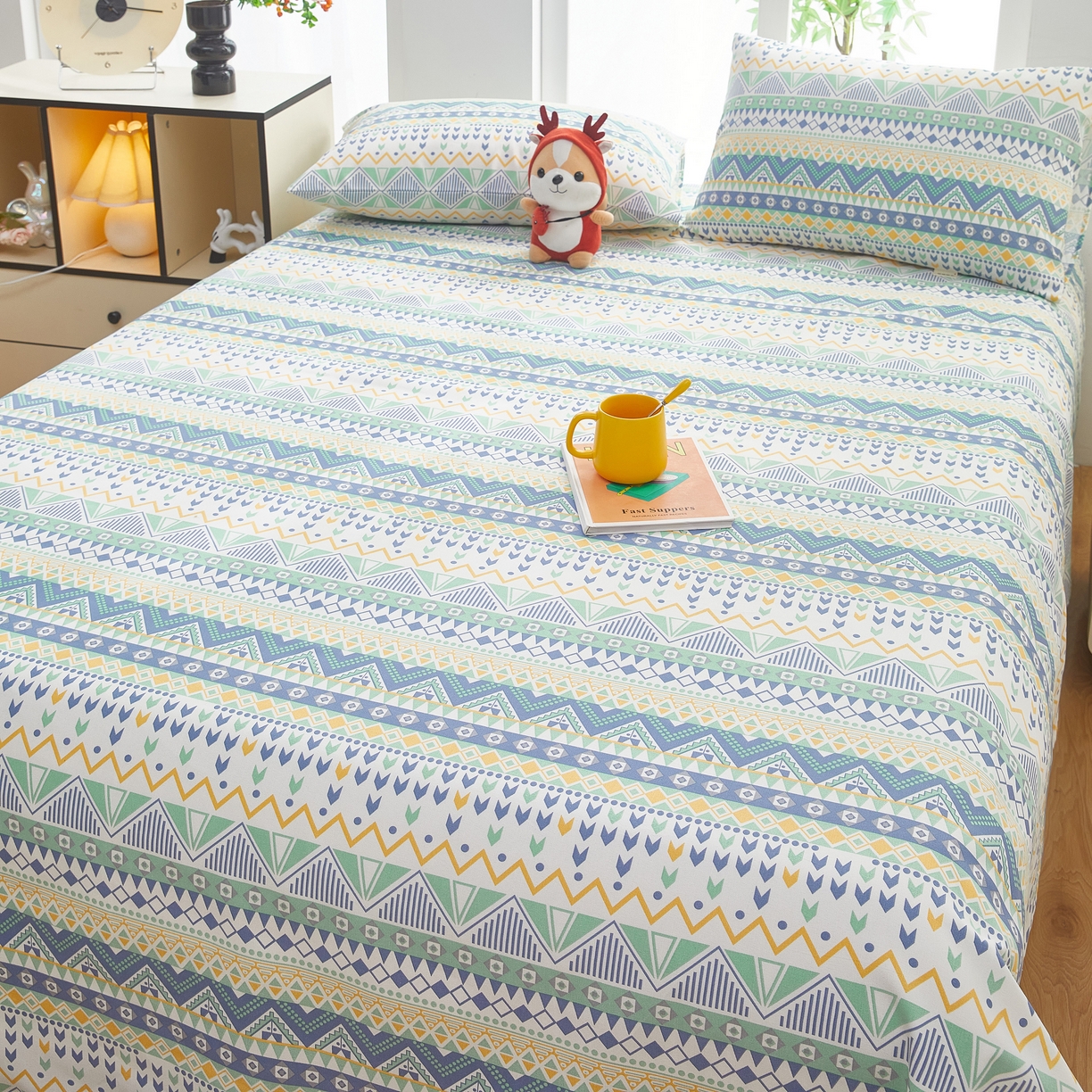 91家纺网 家纺一手货源 找家纺 希廷顿 2025新款床单款原棉老粗布凉席席子 敦煌碎影