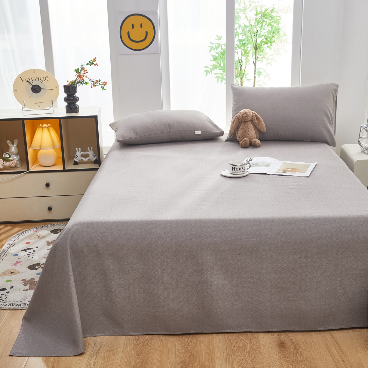 91家纺网 家纺一手货源 找家纺 希廷顿 2025新款床单款原棉老粗布凉席席子 奢呈星谷