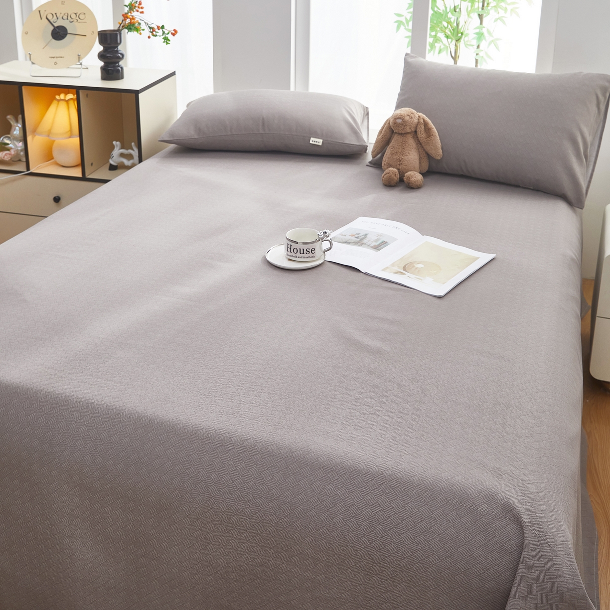 91家纺网 家纺一手货源 找家纺 希廷顿 2025新款床单款原棉老粗布凉席席子 奢呈星谷