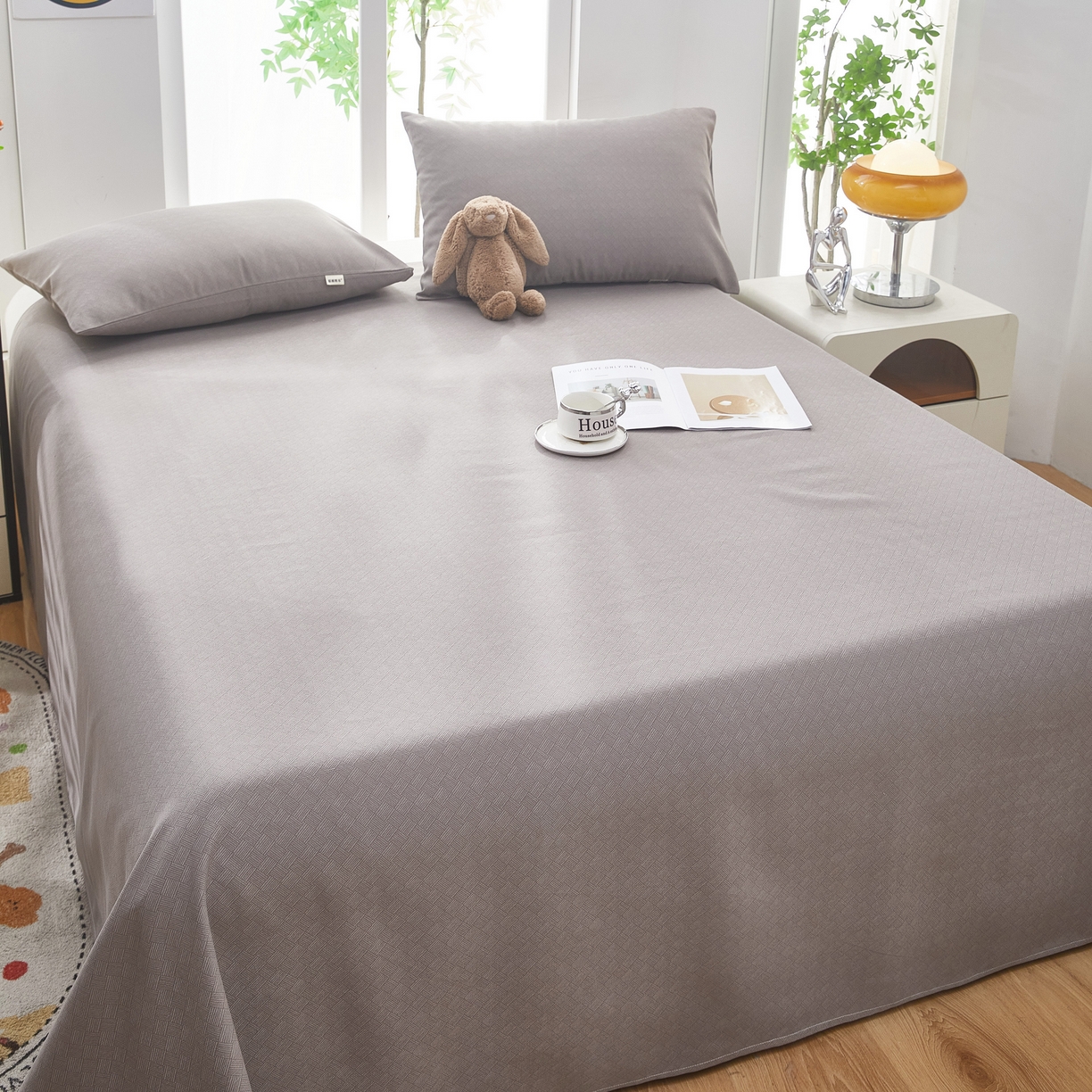 91家纺网 家纺一手货源 找家纺 希廷顿 2025新款床单款原棉老粗布凉席席子 奢呈星谷