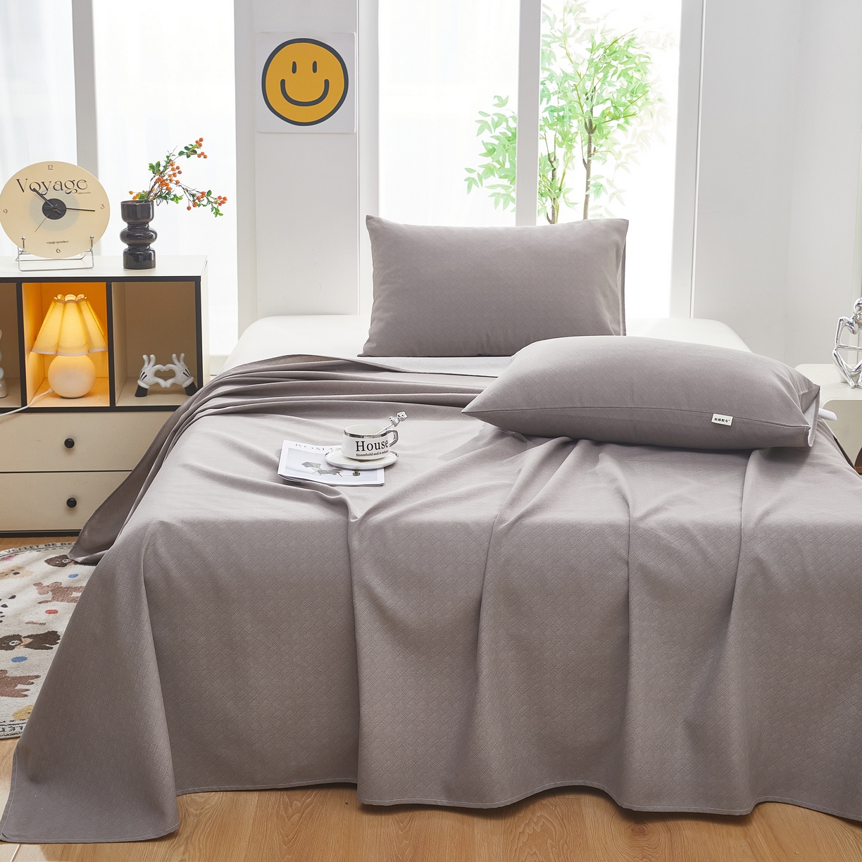 91家纺网 家纺一手货源 找家纺 希廷顿 2025新款床单款原棉老粗布凉席席子 奢呈星谷