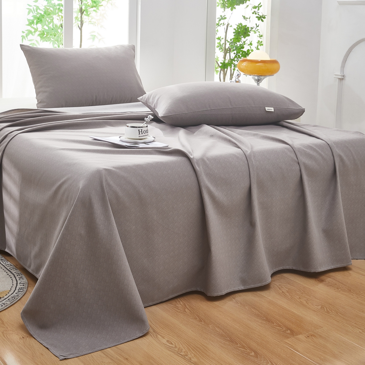 91家纺网 家纺一手货源 找家纺 希廷顿 2025新款床单款原棉老粗布凉席席子 奢呈星谷