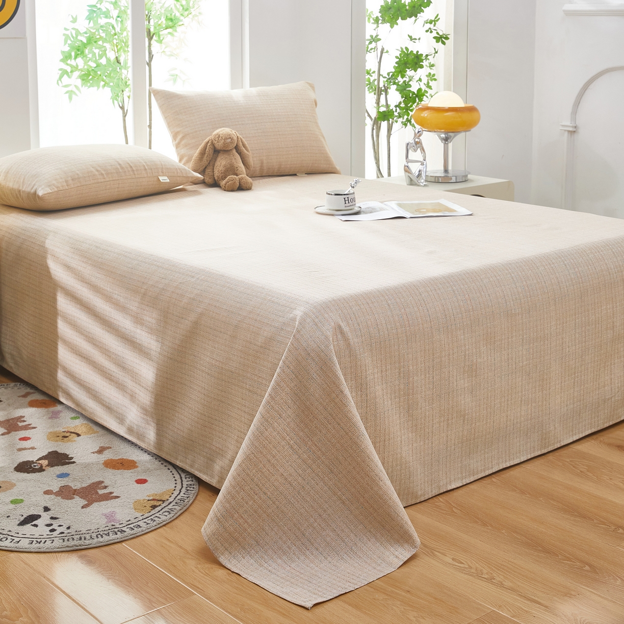 91家纺网 家纺一手货源 找家纺 希廷顿 2025新款床单款原棉老粗布凉席席子 素简茶寨