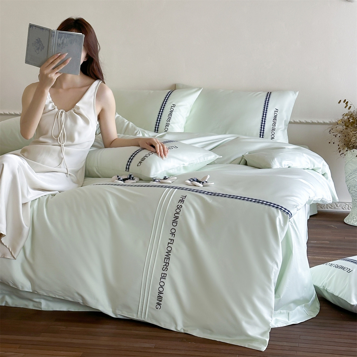 91家纺网 家纺一手货源 找家纺 （总）名品优仓 2026春夏新款新疆长绒棉纯棉刺绣四件套-魅朵