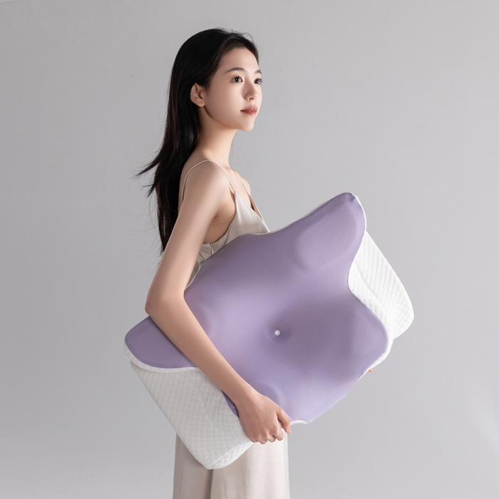 91家纺网 家纺一手货源 找家纺 初铭记忆枕 2026新款跨境支撑性牛角枕飞机枕碟形枕枕头慢回弹枕芯 紫色
