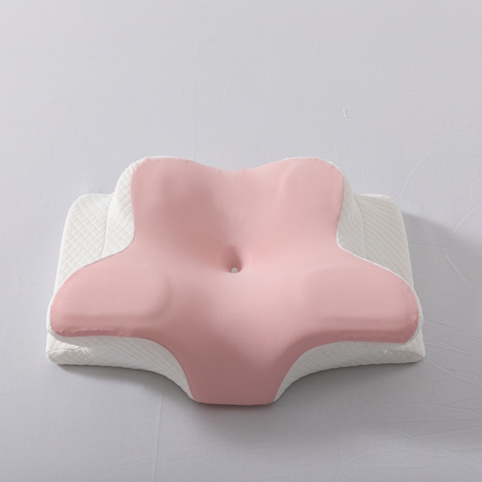 91家纺网 家纺一手货源 找家纺 初铭记忆枕 2026新款跨境支撑性牛角枕飞机枕碟形枕枕头慢回弹枕芯 粉色