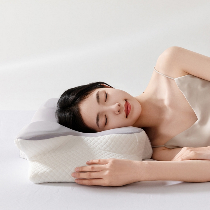 91家纺网 家纺一手货源 找家纺 初铭记忆枕 2026新款跨境支撑性牛角枕飞机枕碟形枕枕头慢回弹枕芯 灰色