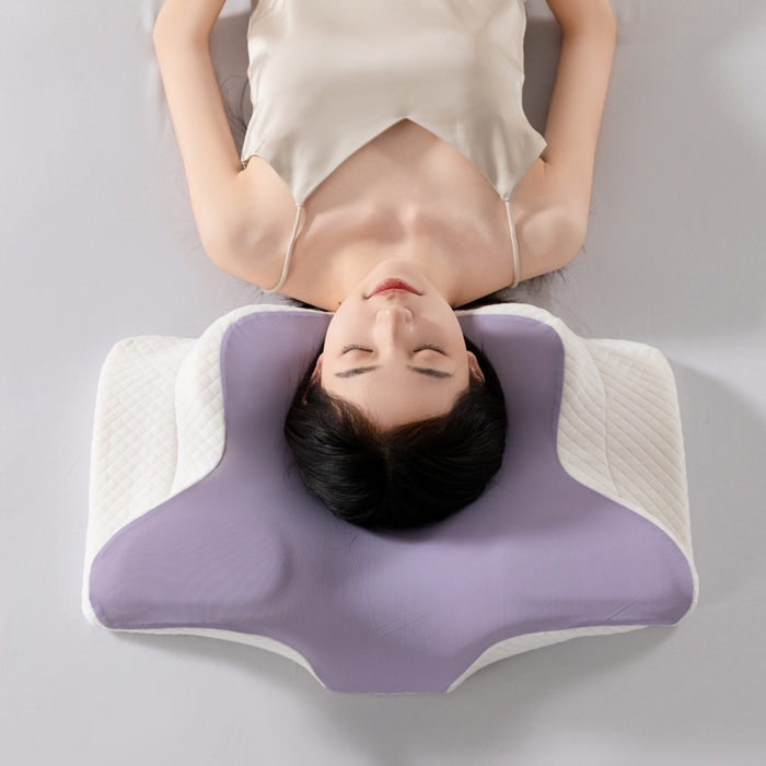 91家纺网 家纺一手货源 找家纺 初铭记忆枕 2026新款跨境支撑性牛角枕飞机枕碟形枕枕头慢回弹枕芯 紫色