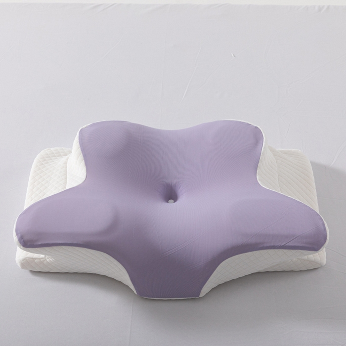 91家纺网 家纺一手货源 找家纺 初铭记忆枕 2026新款跨境支撑性牛角枕飞机枕碟形枕枕头慢回弹枕芯 紫色