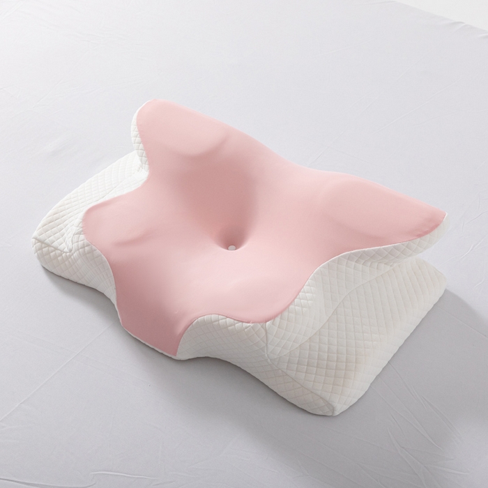 91家纺网 家纺一手货源 找家纺 初铭记忆枕 2026新款跨境支撑性牛角枕飞机枕碟形枕枕头慢回弹枕芯 粉色