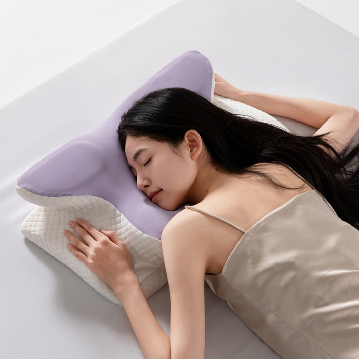 91家纺网 家纺一手货源 找家纺 初铭记忆枕 2026新款跨境支撑性牛角枕飞机枕碟形枕枕头慢回弹枕芯 紫色
