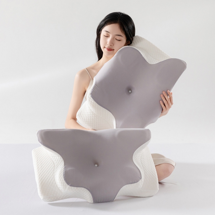 91家纺网 家纺一手货源 找家纺 初铭记忆枕 2026新款跨境支撑性牛角枕飞机枕碟形枕枕头慢回弹枕芯 灰色