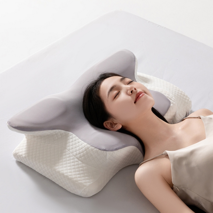 91家纺网 家纺一手货源 找家纺 初铭记忆枕 2026新款跨境支撑性牛角枕飞机枕碟形枕枕头慢回弹枕芯 灰色