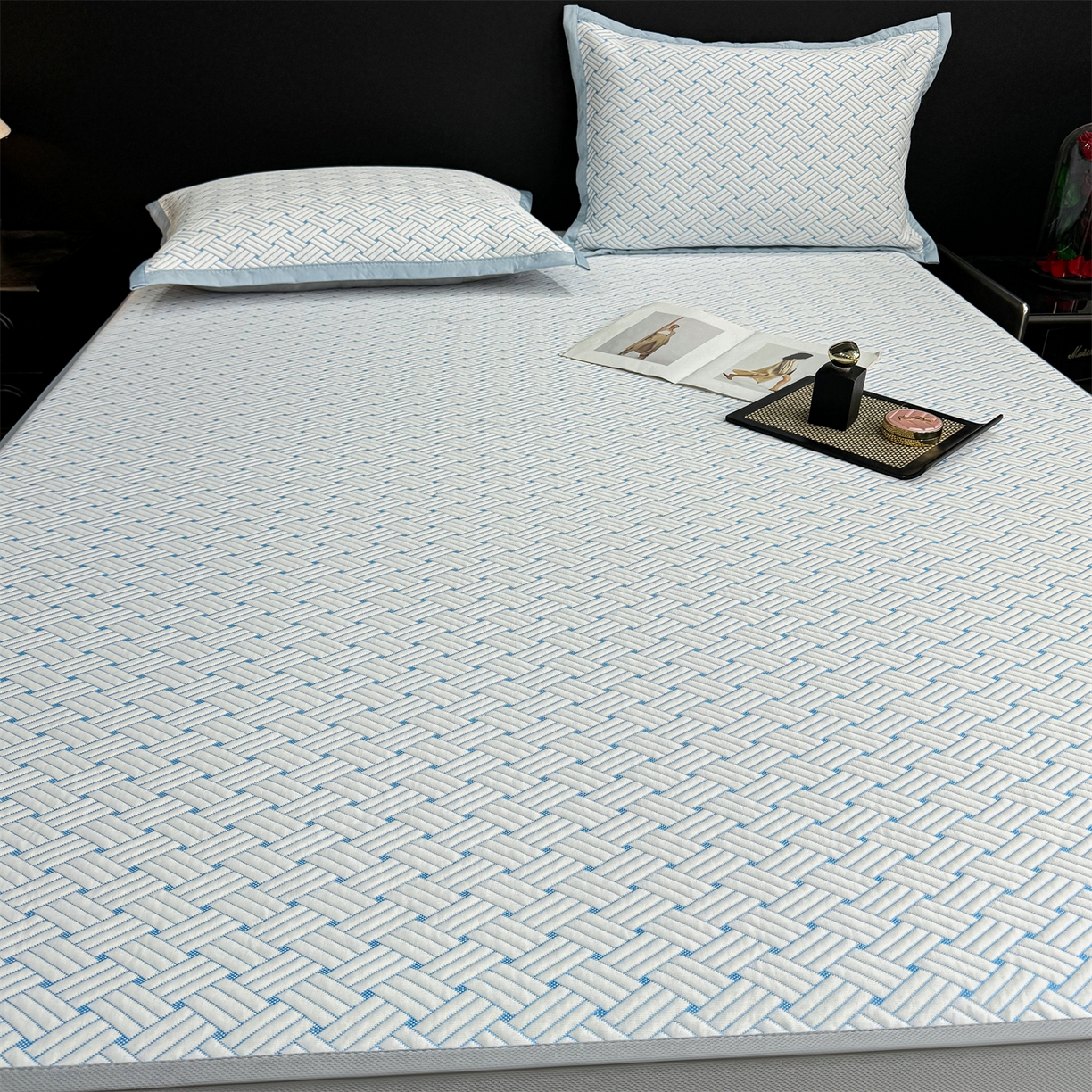 91家纺网 家纺一手货源 找家纺 （总）源舍家纺 2026新款爆款饼干花韩国豆豆A类凉席可机洗床笠款