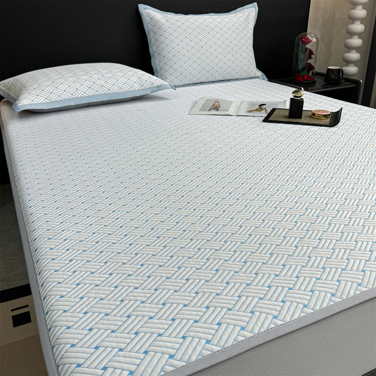 91家纺网 家纺一手货源 找家纺 （总）源舍家纺 2026新款爆款饼干花韩国豆豆A类凉席可机洗床笠款