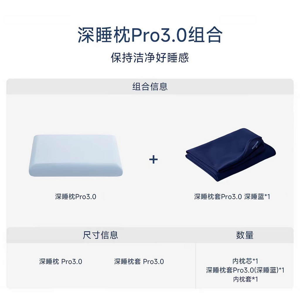 锦鲤枕芯 2026爆款深睡眠Pro3.0 /2.0（40D）零压力记忆枕慢回弹护颈枕头枕芯 深睡眠Pro3.0  （三芯12cm）[枕芯+内套+深蓝枕套]