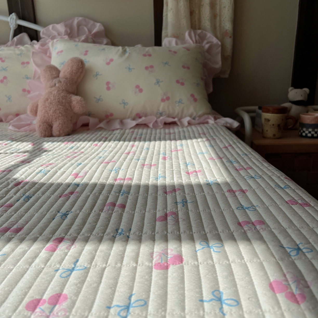 91家纺网 家纺一手货源 找家纺 （总）繁花家居 2026新款木棉泡芙感超糯叽叽花边床盖夏被四件套