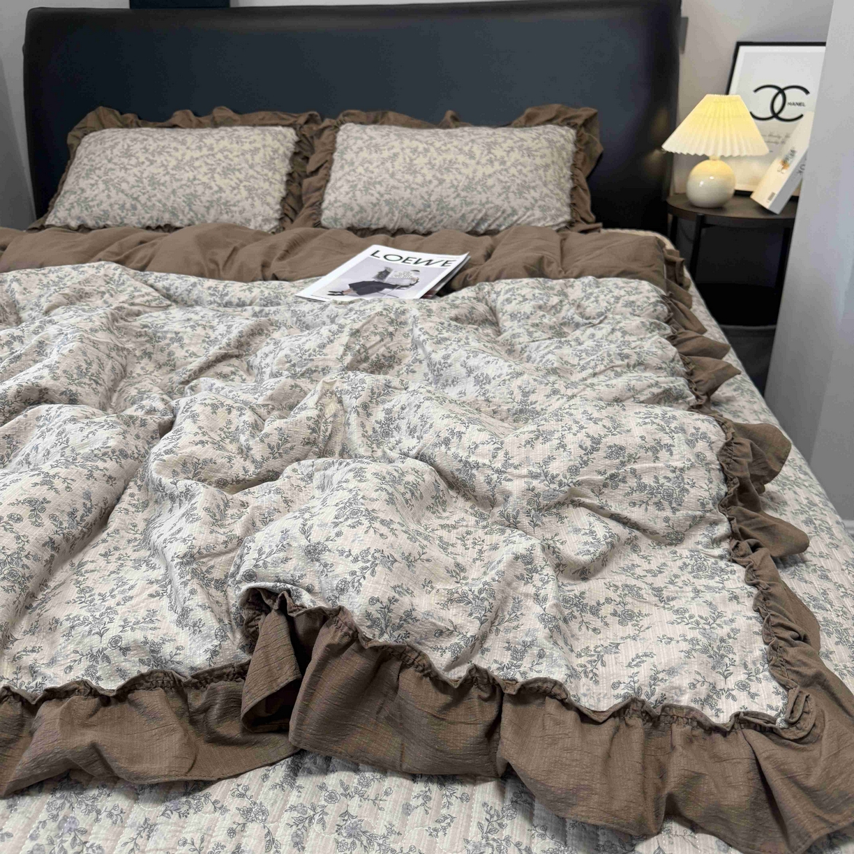 91家纺网 家纺一手货源 找家纺 （总）繁花家居 2026新款木棉泡芙感超糯叽叽花边床盖夏被四件套