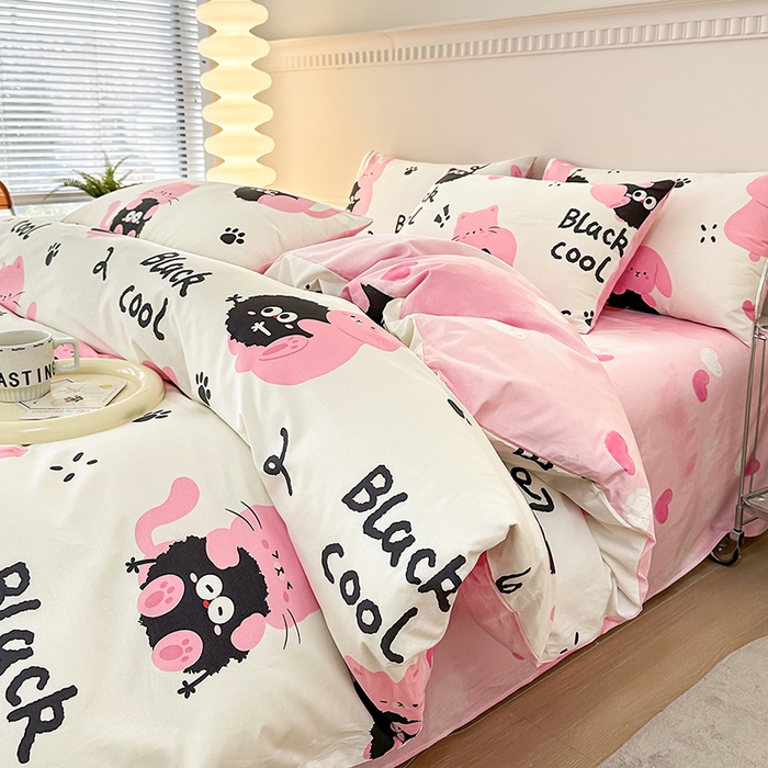 91家纺网 家纺一手货源 找家纺 （总）宇彬家纺 2026直播新款13372A类全棉纯棉印花床单床笠款四件套和单被套喷气清新简约