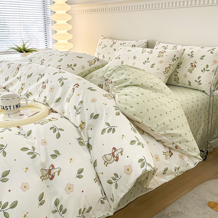 91家纺网 家纺一手货源 找家纺 （总）宇彬家纺 2026直播新款13372A类全棉纯棉印花床单床笠款四件套和单被套喷气清新简约