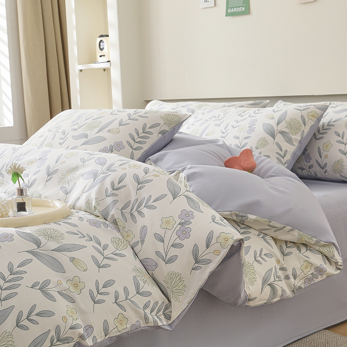 91家纺网 家纺一手货源 找家纺 宇彬家纺 2026直播新款13372A类全棉纯棉印花床单床笠款四件套和单被套喷气清新简约 诗情画意