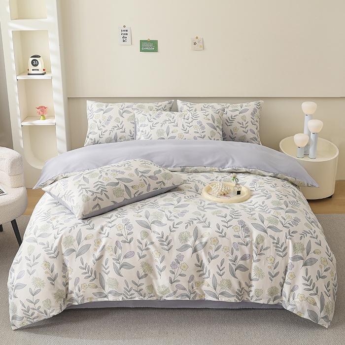 91家纺网 家纺一手货源 找家纺 宇彬家纺 2026直播新款13372A类全棉纯棉印花床单床笠款四件套和单被套喷气清新简约 诗情画意