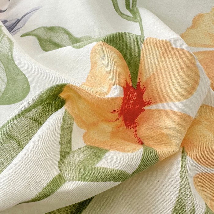 91家纺网 家纺一手货源 找家纺 宇彬家纺 2026直播新款13372A类全棉纯棉印花床单床笠款四件套和单被套喷气清新简约 朵霏