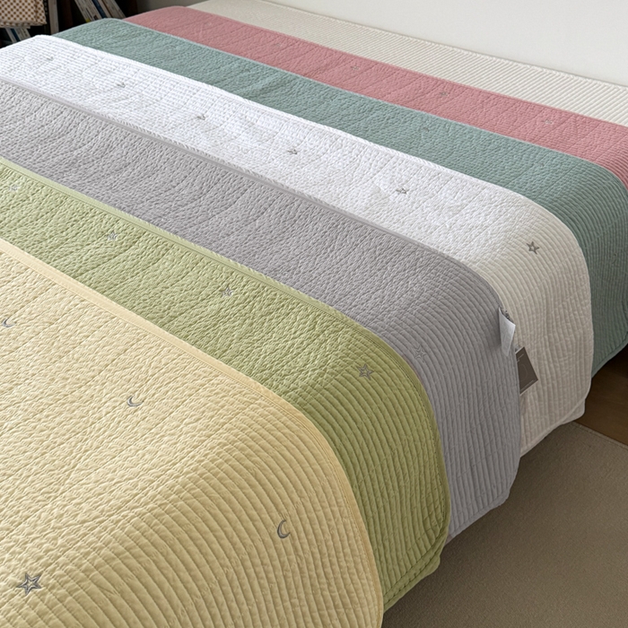 91家纺网 家纺一手货源 找家纺 （总）沐纯家居 2026春夏新款全棉星月刺绣床盖三件套