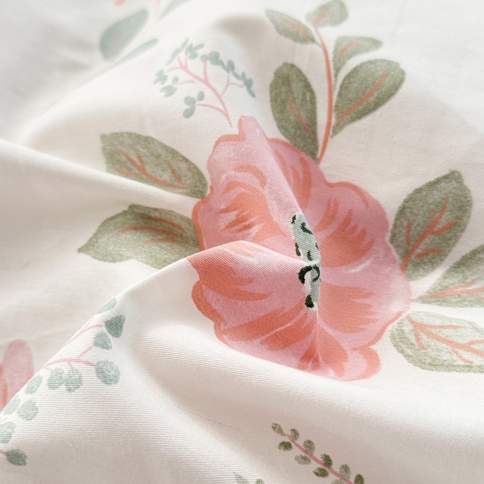 91家纺网 家纺一手货源 找家纺 宇彬家纺 2026直播新款13372A类全棉纯棉印花床单床笠款四件套和单被套喷气清新简约 花韵花香