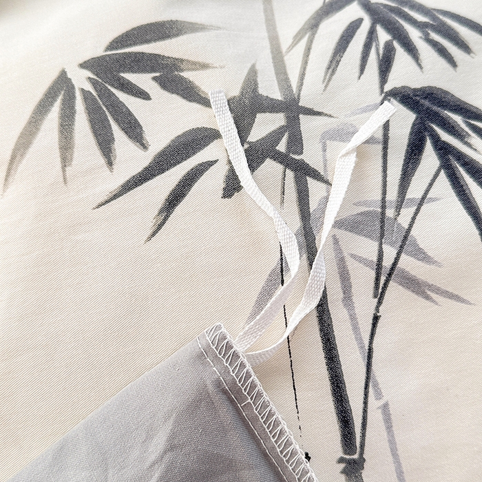 91家纺网 家纺一手货源 找家纺 宇彬家纺 2026直播新款13372A类全棉纯棉印花床单床笠款四件套和单被套喷气清新简约 墨竹