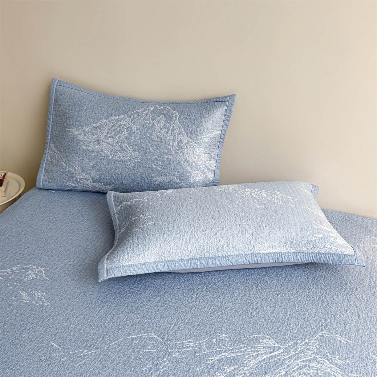 91家纺网 家纺一手货源 找家纺 （总）慕木家纺 2026新品高端复合三明治PE乙纶双面提花610克冰豆豆凉席水墨丹青系列（提供买家秀）