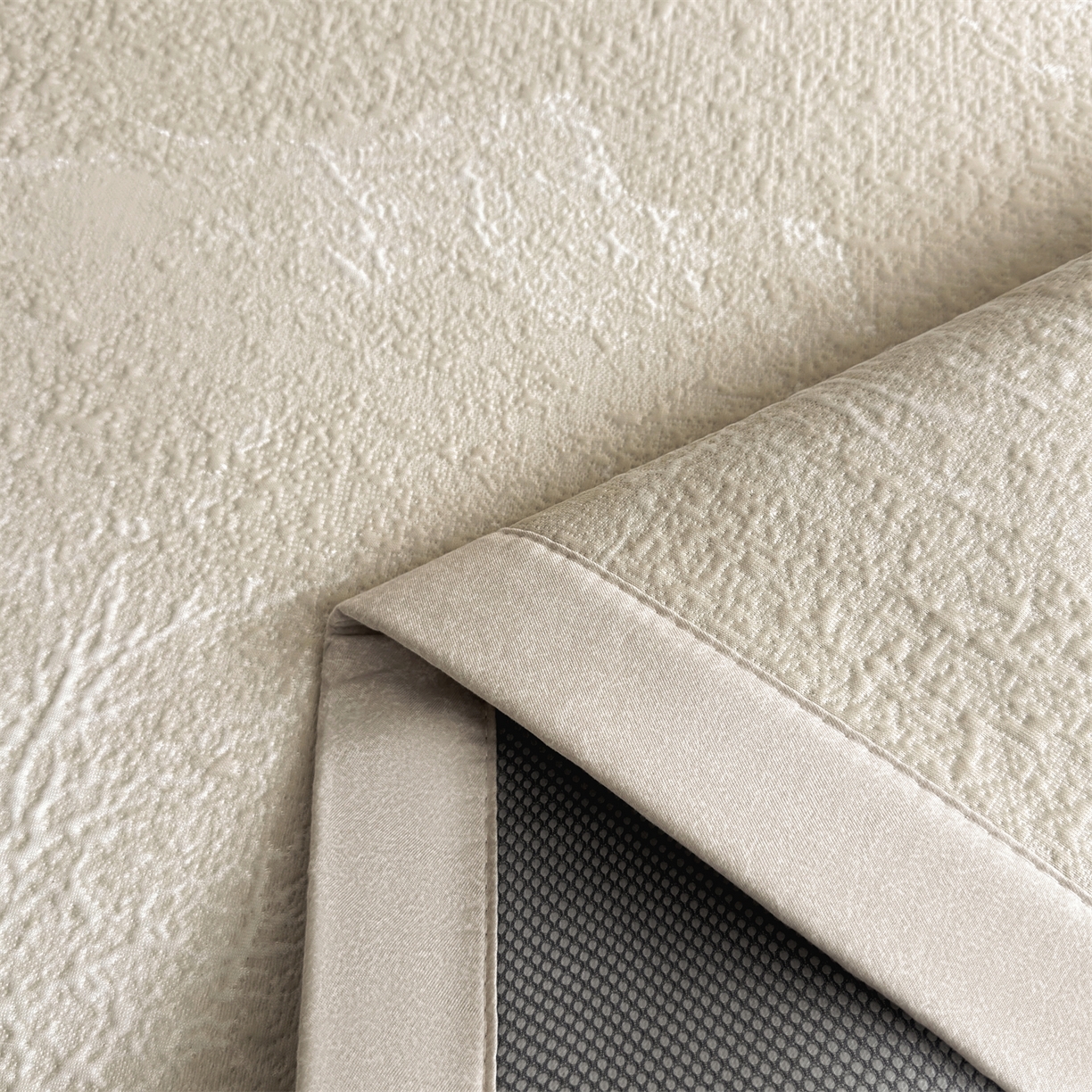 91家纺网 家纺一手货源 找家纺 慕木家纺 2026新品高端复合三明治PE乙纶双面提花610克冰豆豆凉席水墨丹青系列（提供买家秀） 床席款水墨丹青-卡其