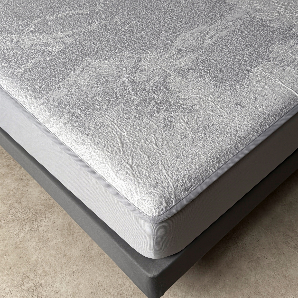 91家纺网 家纺一手货源 找家纺 慕木家纺 2026新品高端复合三明治PE乙纶双面提花610克冰豆豆凉席水墨丹青系列（提供买家秀） 床笠款水墨丹青-灰