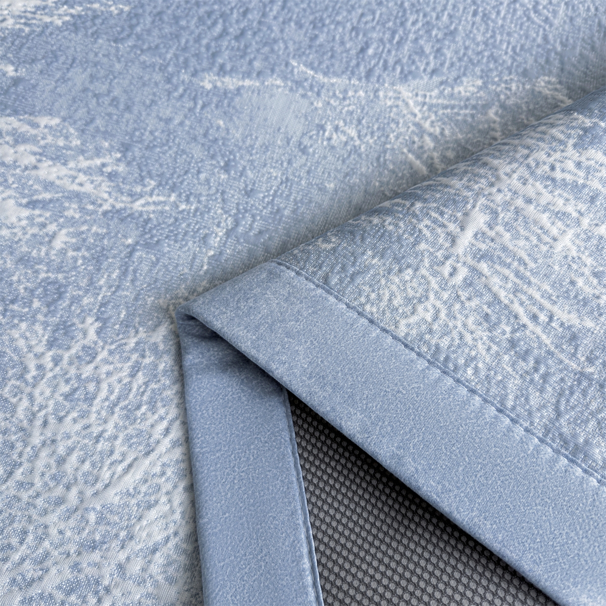 91家纺网 家纺一手货源 找家纺 慕木家纺 2026新品高端复合三明治PE乙纶双面提花610克冰豆豆凉席水墨丹青系列（提供买家秀） 床席款水墨丹青-蓝