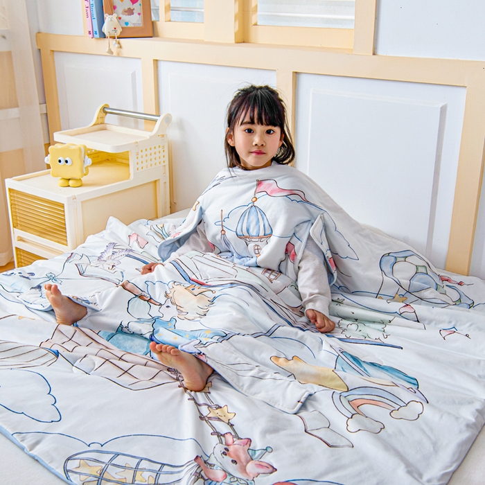 吉咪兔家纺 2026新款桑蚕丝护肚防踢睡袋多功能盖毯宝宝夏被拥抱被儿童夏被儿童防踢被 小王子