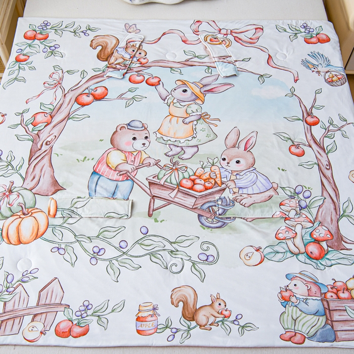 91家纺网 家纺一手货源 找家纺 吉咪兔家纺 2026新款桑蚕丝护肚防踢睡袋多功能盖毯宝宝夏被拥抱被儿童夏被儿童防踢被 丰收果园