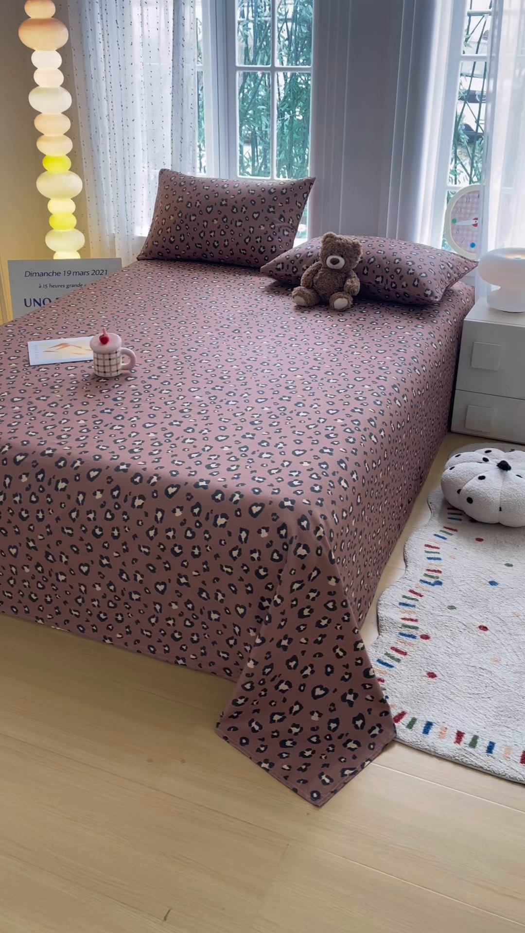 91家纺网 家纺一手货源 找家纺 慕梵家居 2026春夏新款全棉纯棉老粗布单床单 床单单件 豹纹-咖