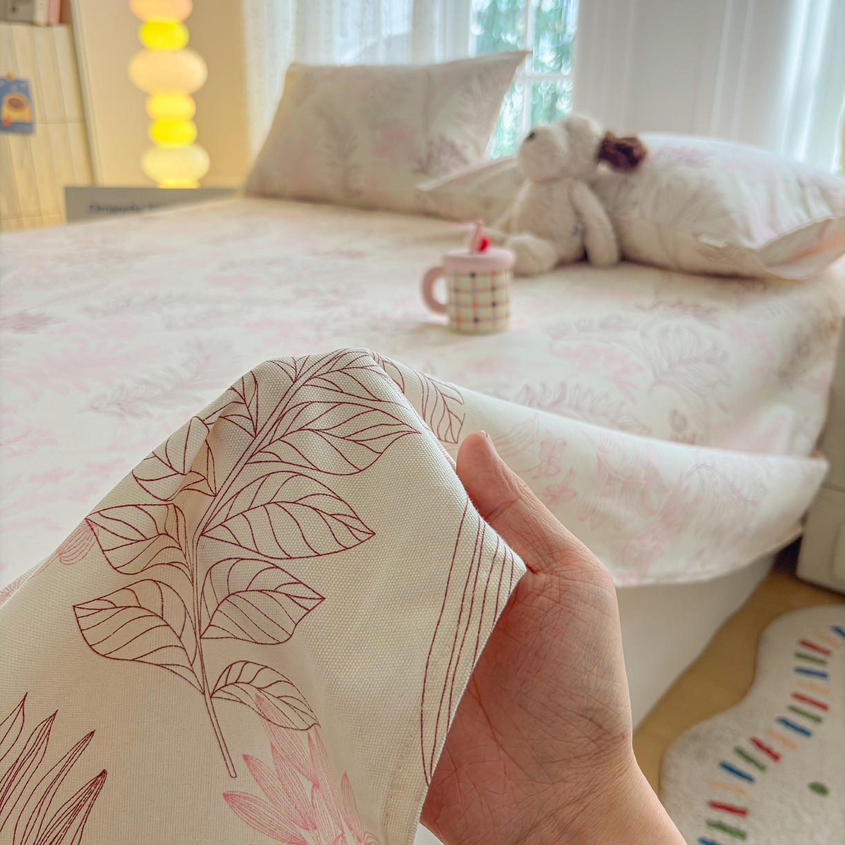 91家纺网 家纺一手货源 找家纺 慕梵家居 2026春夏新款全棉纯棉老粗布单床单 床单单件 繁花粉