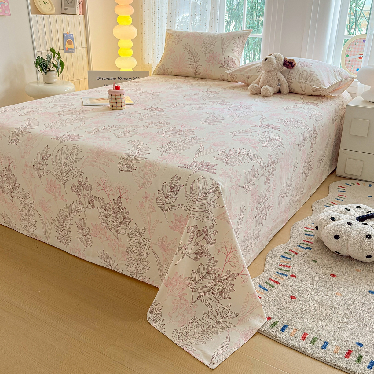 91家纺网 家纺一手货源 找家纺 慕梵家居 2026春夏新款全棉纯棉老粗布单床单 床单单件 繁花粉