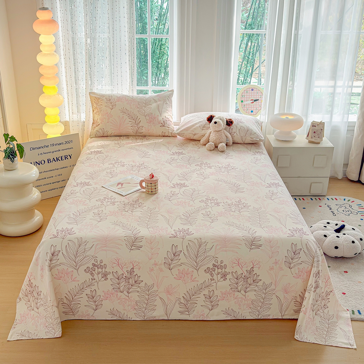 91家纺网 家纺一手货源 找家纺 慕梵家居 2026春夏新款全棉纯棉老粗布单床单 床单单件 繁花粉