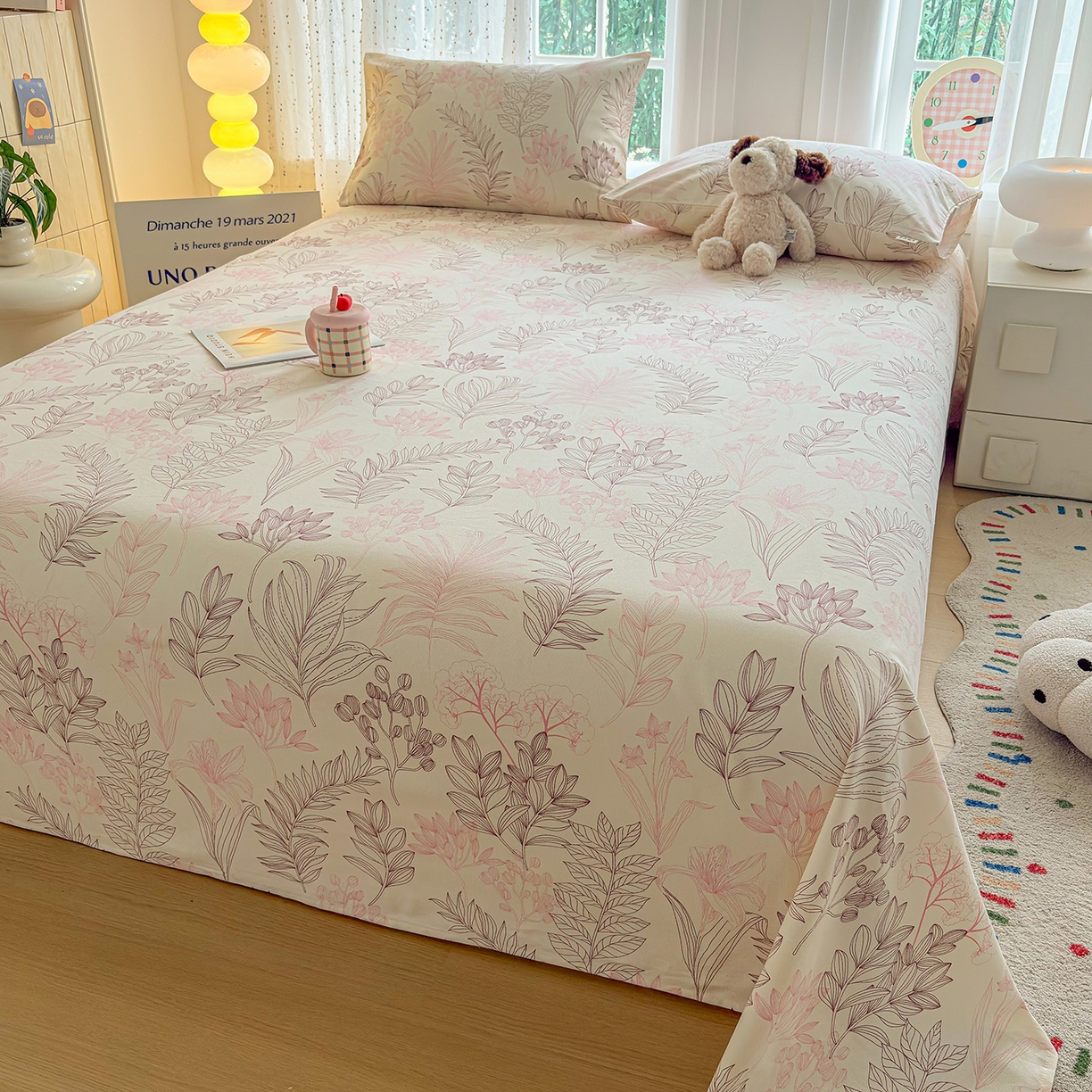 91家纺网 家纺一手货源 找家纺 慕梵家居 2026春夏新款全棉纯棉老粗布单床单 床单单件 繁花粉