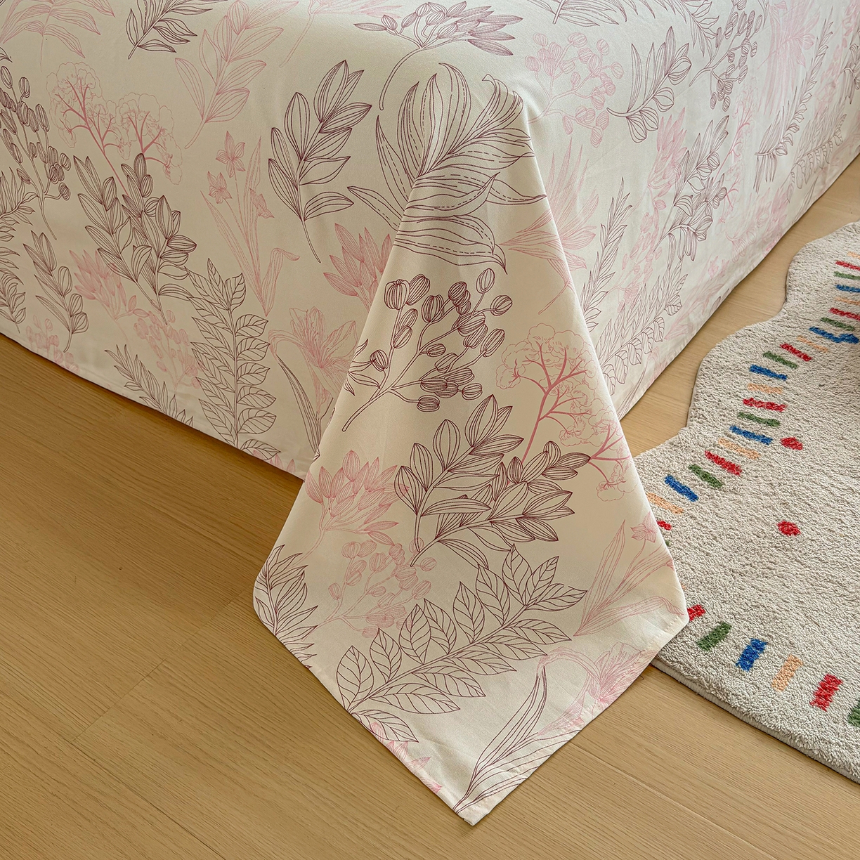 91家纺网 家纺一手货源 找家纺 慕梵家居 2026春夏新款全棉纯棉老粗布单床单 床单单件 繁花粉