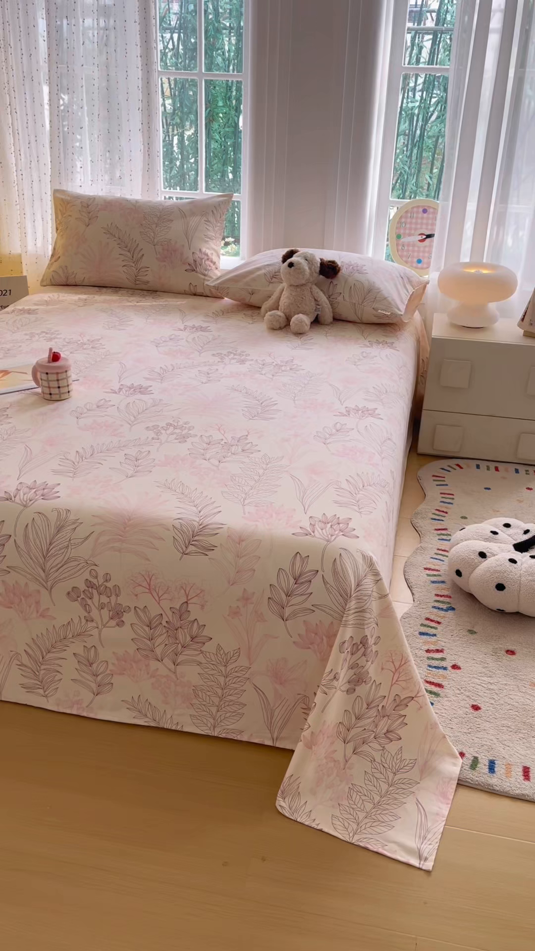 91家纺网 家纺一手货源 找家纺 慕梵家居 2026春夏新款全棉纯棉老粗布单床单 床单单件 繁花粉