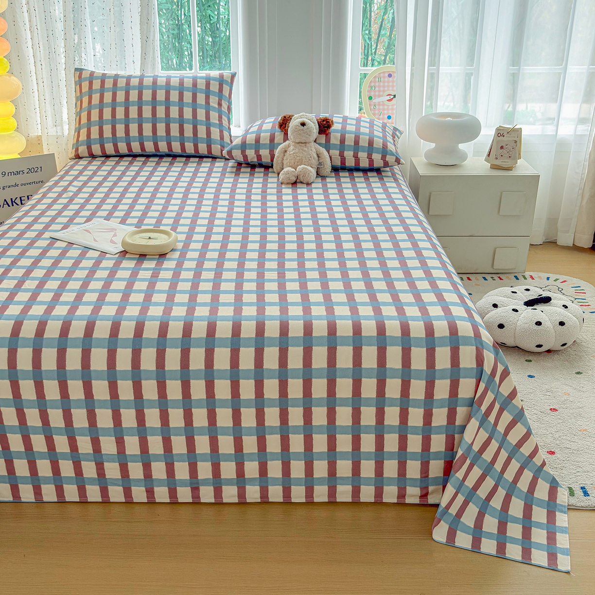 91家纺网 家纺一手货源 找家纺 慕梵家居 2026春夏新款全棉纯棉老粗布单床单 床单单件 格言-咖