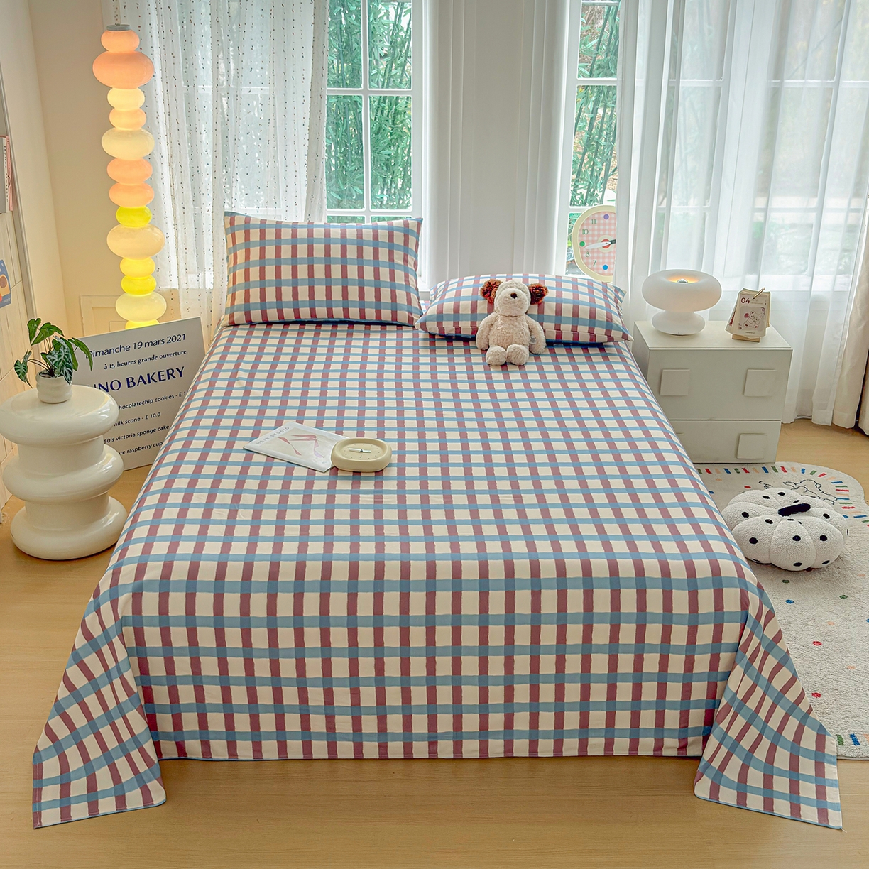 91家纺网 家纺一手货源 找家纺 慕梵家居 2026春夏新款全棉纯棉老粗布单床单 床单单件 格言-咖