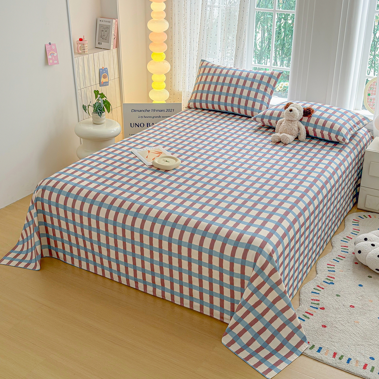 91家纺网 家纺一手货源 找家纺 慕梵家居 2026春夏新款全棉纯棉老粗布单床单 床单单件 格言-咖